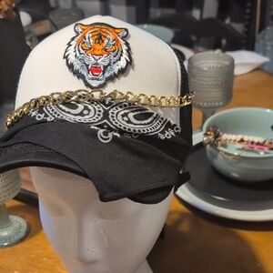Black and White Tiger Embroidered Cap